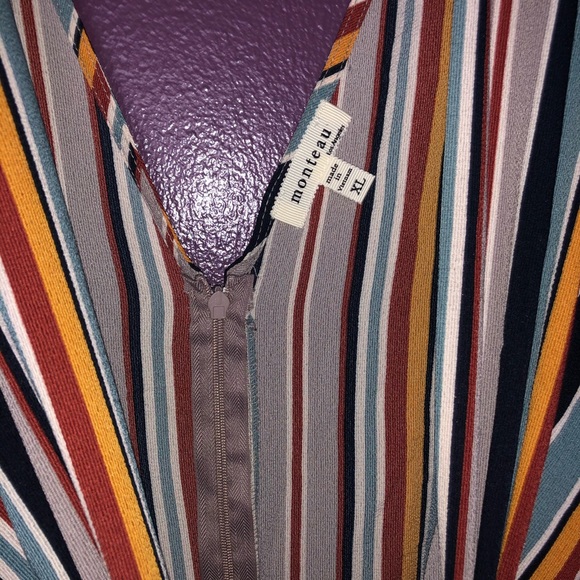 Monteau Wide Leg Striped Jumpsuit with Pockets - Picture 6 of 8